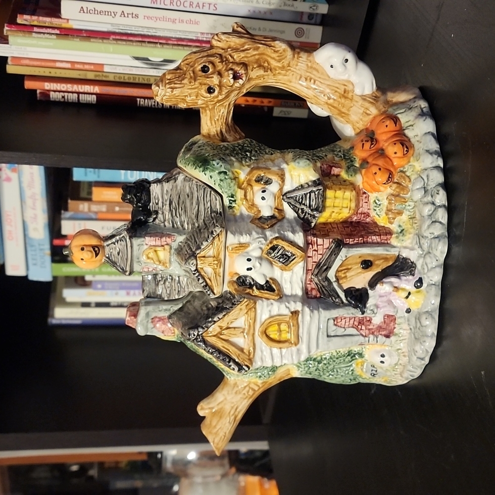 Vintage Fitz and Floyd Omnibus Halloween Haunted House Teapot